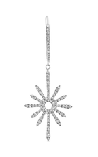 18K White Gold Starburst Diamond Drop Earrings