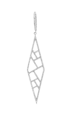 18K White Gold Geometric Diamond Pave Dangle Earrings