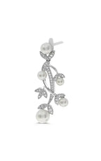 18K White Gold Diamond Pearl Drop Earrings