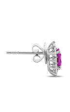 Roman and Jules Oval Pink Sapphire Halo Earrings UE1973-6