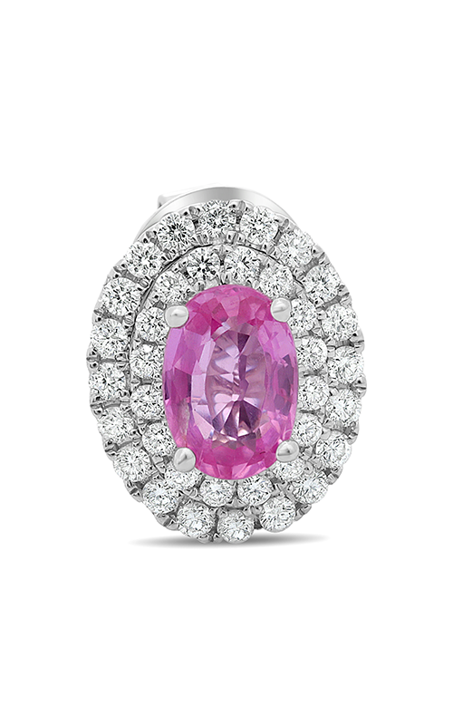 Roman and Jules Oval Pink Sapphire Double Halo Earrings UE1972-14