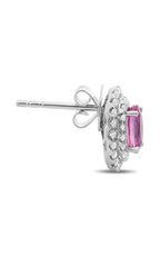 Roman and Jules Oval Pink Sapphire Double Halo Earrings UE1972-14