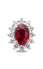 18K White Gold Oval Ruby Earring