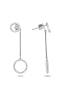14K White Gold Diamond Double Circle Earrings