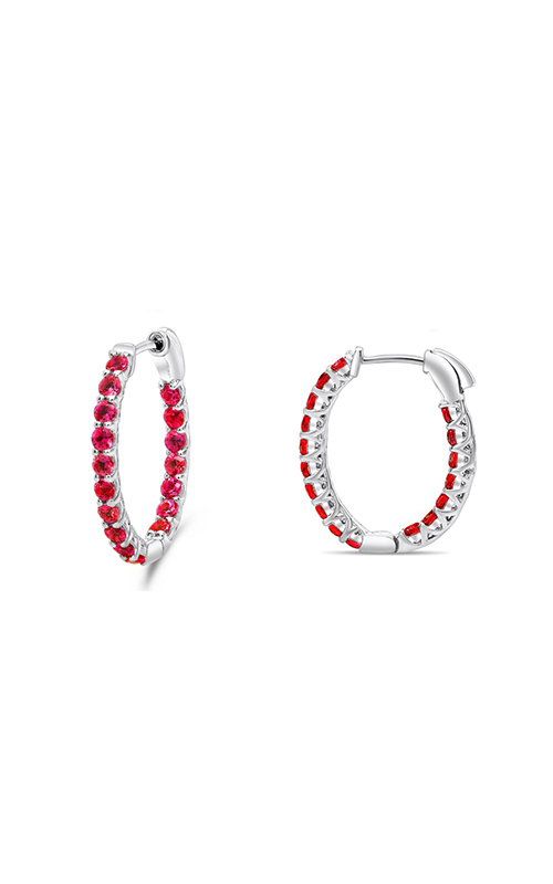 Roman And Jules Ruby Inside Out Oval Hoop Earrings ME871-2