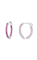 Roman And Jules Pink Sapphire Inside Out Oval Hoop Earrings ME871-4