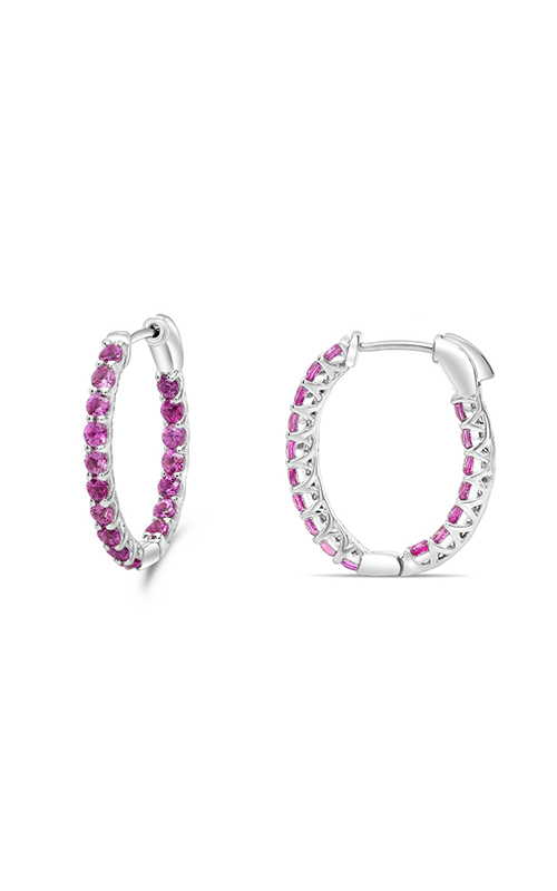 Roman And Jules Pink Sapphire Inside Out Oval Hoop Earrings ME871-4