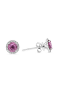 Roman And Jules Round Pink Sapphire Halo Stud Earrings ME583-28