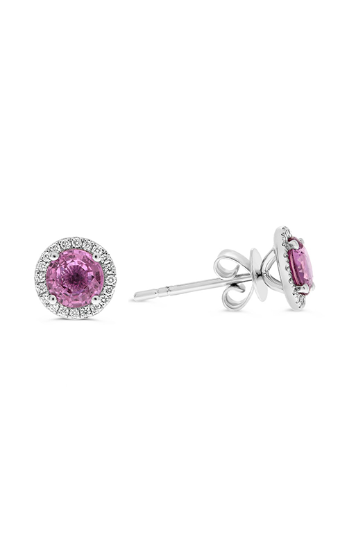Roman And Jules Round Pink Sapphire Halo Stud Earrings ME583-28