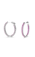 Roman And Jules Pink Sapphire Inside Out Oval Hoop Earrings ME871-8
