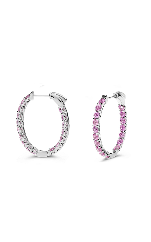 Roman And Jules Pink Sapphire Inside Out Oval Hoop Earrings ME871-8