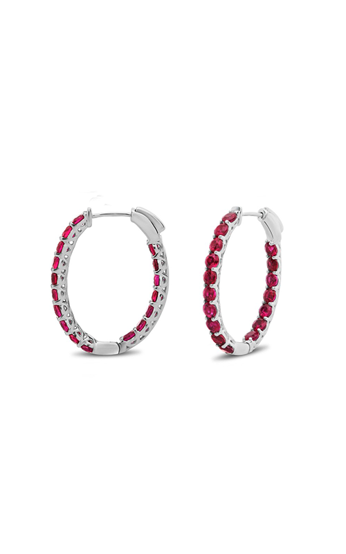 Roman And Jules Ruby Inside Out Oval Hoop Earrings ME871-6