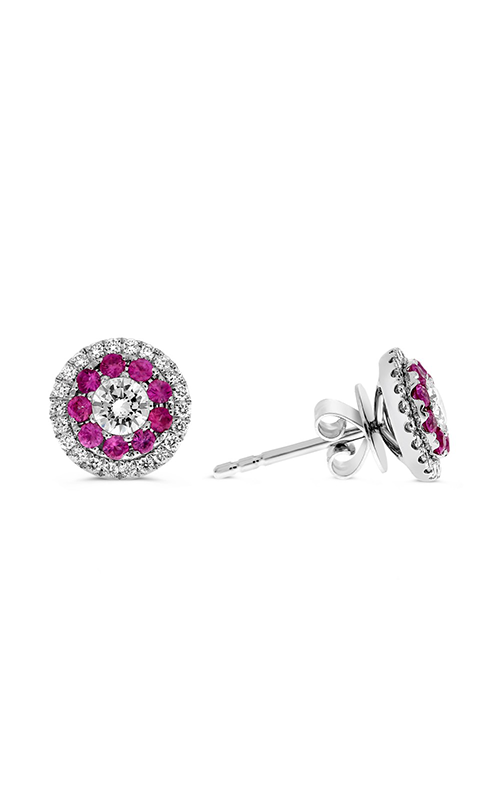 Roman And Jules Pink Sapphire Halo Stud Earrings UE1801-5