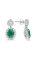 Roman And Jules Oval Emerald & Round Diamond 18k Dangle Drop Earrings ME510-36