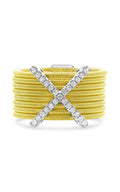 Roman and Jules Two-Tone Criss Cross Diamond Coil Ring MR741-2