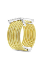 Roman and Jules Two-Tone Criss Cross Diamond Coil Ring MR741-2