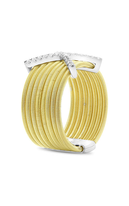 Roman and Jules Two-Tone Criss Cross Diamond Coil Ring MR741-2