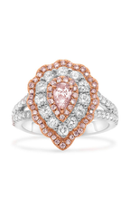 Pear-shaped Pink & White Diamond Halo Ring