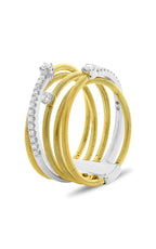 Roman and Jules White & Yellow Gold Overlapping Coil Ring MR738-3
