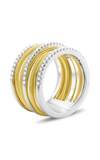 Roman and Jules White & Yellow Gold Stacked Coil Pave Ring MR736-3