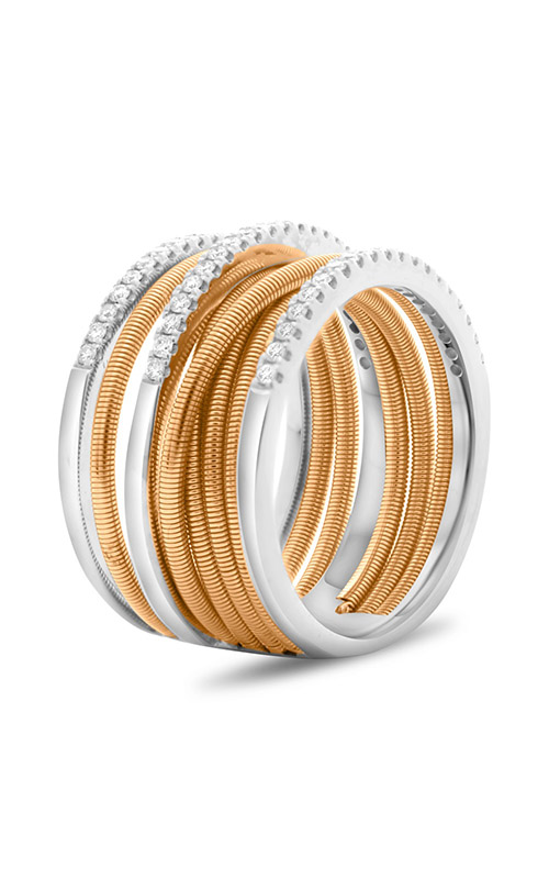 Roman and Jules White & Rose Gold Stacked Coil Pave Ring MR736-4