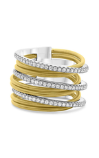 Roman and Jules White & Yellow Gold Diamond Pave Coil Ring MR739-3