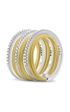 Roman and Jules White & Yellow Gold Diamond Pave Coil Ring MR739-3