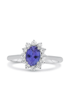 Roman and Jules White Gold Tanzanite Flowering Halo Ring MR500-92