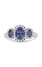 Roman and Jules Nickel Free Triple Tanzanite Halo Ring KR4218WTZ