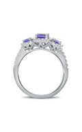 Roman and Jules Nickel Free Triple Tanzanite Halo Ring KR4218WTZ