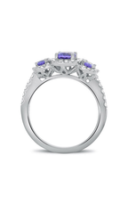Roman and Jules Nickel Free Triple Tanzanite Halo Ring KR4218WTZ