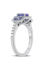 Roman and Jules Nickel Free Triple Tanzanite Halo Ring KR4218WTZ
