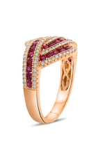 Roman and Jules Rose Gold Ruby & Diamond Twist Ring UR2123-4