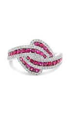 White Gold Ruby & Diamond Twist Ring