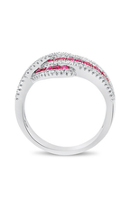 Roman and Jules White Gold Ruby & Diamond Twist Ring UR2123-1