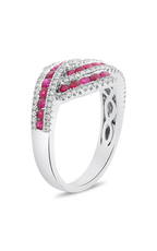 Roman and Jules White Gold Ruby & Diamond Twist Ring UR2123-1