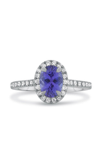 Roman and Jules White Gold Oval Tanzanite Halo Ring KR3648WTZ-2