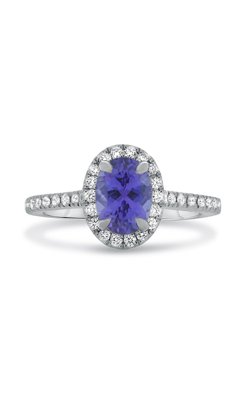 Roman and Jules White Gold Oval Tanzanite Halo Ring KR3648WTZ-2