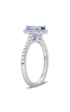 Roman and Jules White Gold Oval Tanzanite Halo Ring KR3648WTZ-2