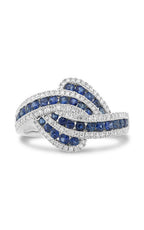 Roman and Jules White Gold Sapphire & Diamond Twist Ring UR2123-2