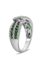Roman and Jules White Gold Tsavorite & Diamond Ribbon Ring UR2118-3