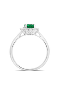 Roman and Jules White Gold Emerald Flowering Halo Ring MR500-98