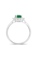 Roman and Jules White Gold Emerald Flowering Halo Ring MR500-98