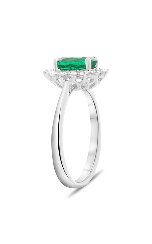 Roman and Jules White Gold Emerald Flowering Halo Ring MR500-98