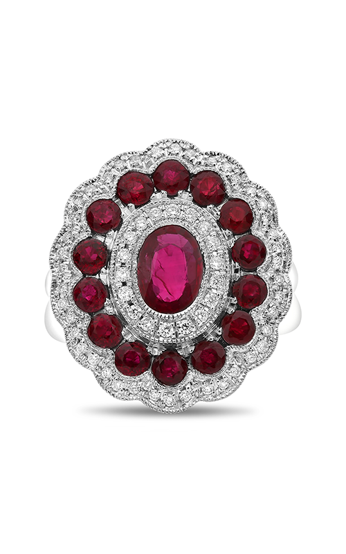Roman and Jules Oval Ruby & Diamond Triple Halo Ring AR1017-1