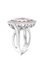 Roman and Jules Oval Ruby & Diamond Triple Halo Ring AR1017-1
