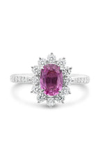 Roman and Jules Oval Pink Sapphire Halo Pave Ring MR611-77