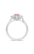 Roman and Jules Oval Pink Sapphire Halo Pave Ring MR611-77