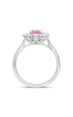 Roman and Jules Oval Pink Sapphire Halo Pave Ring MR611-77