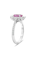 Roman and Jules Oval Pink Sapphire Halo Pave Ring MR611-77